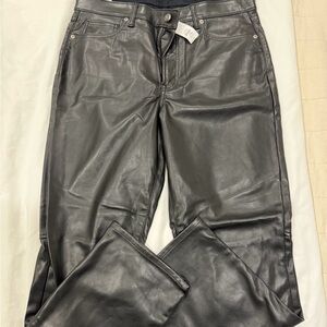 GAP Black Leather Straight Leg Women Pants